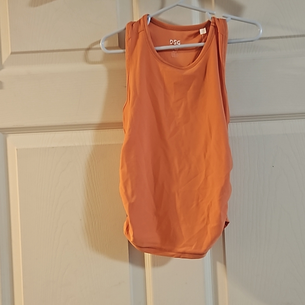 DSG PERFORMANCE GIRLS RUCHED TANK: RACERBACK: ORANGE: NEW WITH TAGS: XS (4/5)